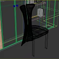 Modern Black Backrest Dining Chair With Green Seat White Cabinet Bookshelf And Wooden Floor