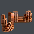 Modern Wooden Bookcase With Unique Curved Design And Multiple Tiered Shelves