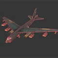 Teal Military Aircraft 3D Model With Large Wings Multiple Engines And Reflective Surface