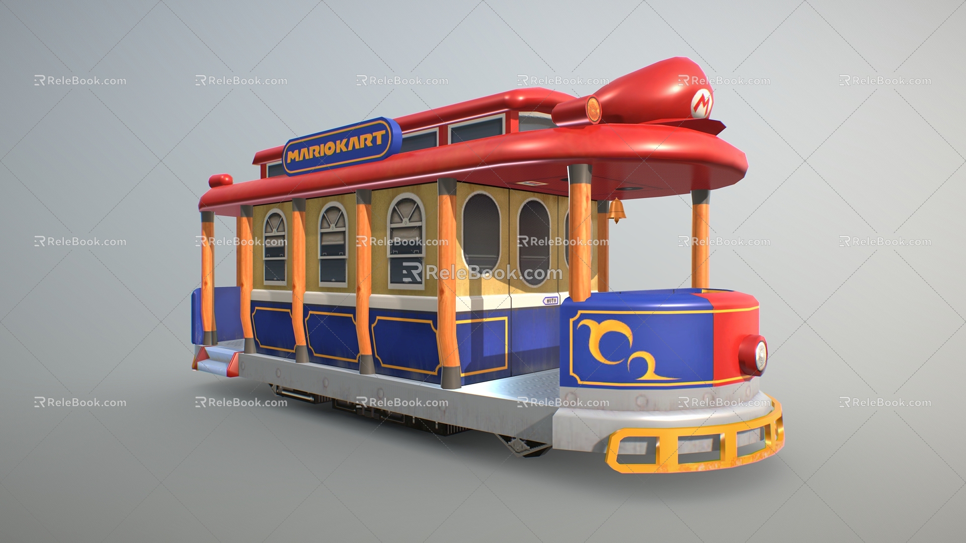 Cartoon Bus Bus Tram Mario Mario Racing Tram Cartoon Tram 3d model