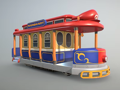 Colorful Cartoon Style Bus With Mario Kart Theme 3d model