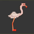 Pixel Art Flamingo Model With Pink Body And Orange Legs Standing
