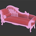 Luxurious Red Leather Sofa With Golden Carved Trim And Ornate Legs