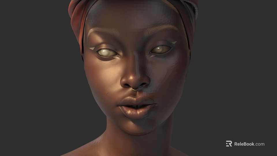Realistic 3D Rendered Woman Portrait With Turban And Detailed Facial Features 3d model 