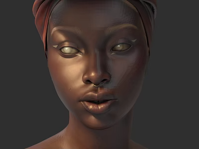 Realistic 3D Rendered Woman Portrait With Turban And Detailed Facial Features 3d model