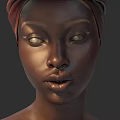 Realistic 3D Rendered Woman Portrait With Turban And Detailed Facial Features