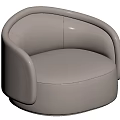 Single Sofa Light Beige Leather Modern Curved Design Elegant Sleek Structure 3d model