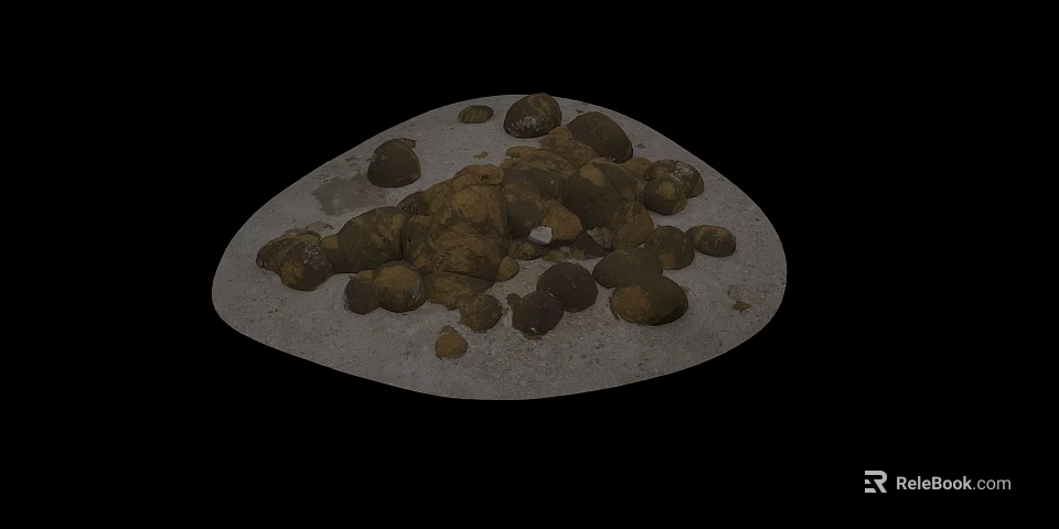 Pile of Stones Placed On Light Colored Plate Against Black Background 3d model 