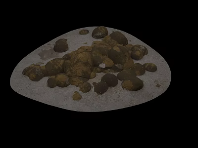 Pile of Stones Placed On Light Colored Plate Against Black Background 3d model