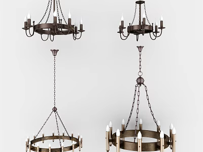 Various Vintage Metal Chandelier Designs With Candle Style Chain For Home Decor 3d model