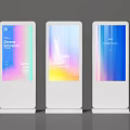 Three Modern Standing Digital Billboards With Colorful Gradient Screens For Advertising