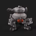 Futuristic Mechanical Weapon Platform With Turret Multiple Legs And Red Spherical Tank
