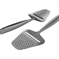Durable Stainless Steel Kitchen Spatulas With Long Handle And Grid Pattern Surface Design