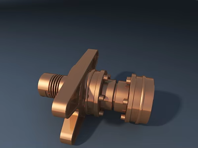 Brass Industrial Mechanical Connector Part With Threaded Ends And Flange 3d model