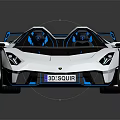 White Convertible Sports Car With Modern Design Blue Accents Aerodynamic Body And Racing Wing