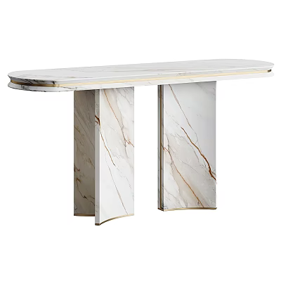 Modern Marble Console Table With Sleek Surface And Two Pillar Supports 3d model