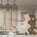 Modern Minimalist Room Dividers With Woven Panels And Wooden Wave Shapes