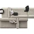Light Gray Sectional Multi Person Sofa with Modular Design Throw Pillows and Side Table 3d model
