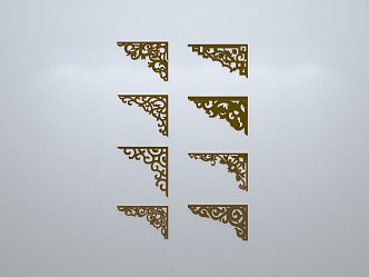 Chinese-style window grilles silhouette pane window sill border openwork window 3d model