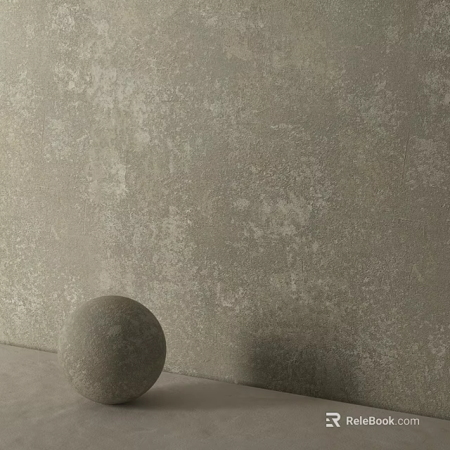Gray Textured Wall Component With Decorative Sphere And Minimalist Design 3d model 