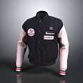 Navy Blue Casual Jacket With Cream Sleeves And Ferrari Monza Patches For Daily Wear