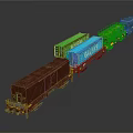 Colorful Model Freight Train With Multiple Colored Cars And 6412 Numbered Carriages