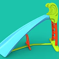 Brightly Colored Children's Slide With Blue Slide Surface Orange Ladder And Green Top