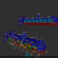 Colorful Container Ship With Stacked Multicolored Containers And Blue Red Hull 3d model