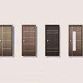 Various Modern Hinged Doors with Wooden Panels and Glass Insert Designs 3d model