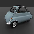 Light Blue Vintage Mini Car With Retro Design And Compact Body