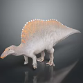 Realistic Dinosaur Model With Gray Body And Orange White Fringe Sailback Design