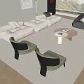 Modern Sofa Coffee Table Combination Cream Sofa 3d model