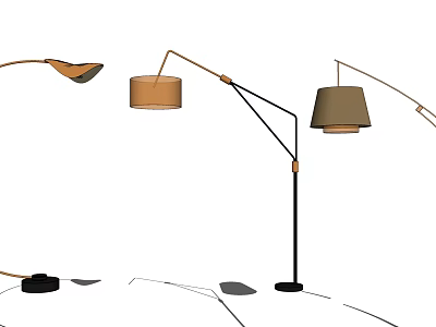 Modern Floor Lamps With Adjustable Arms And Fabric Shades In Black Brown Designs 3d model