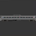 Silver Streamlined Train Model With Blue Red Stripes And Modern Design