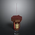 Traditional Red Hanging Lantern With Wooden Frame And Translucent Panels For Home Decor