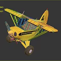 Yellow Biplane Model with S-21 Marking Black Stripes Propeller and Wheels