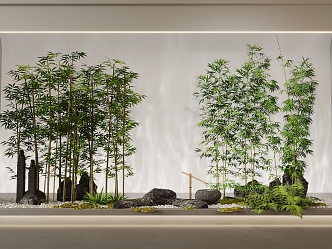 New Chinese Zen rockery landscape sketch bamboo 3d model