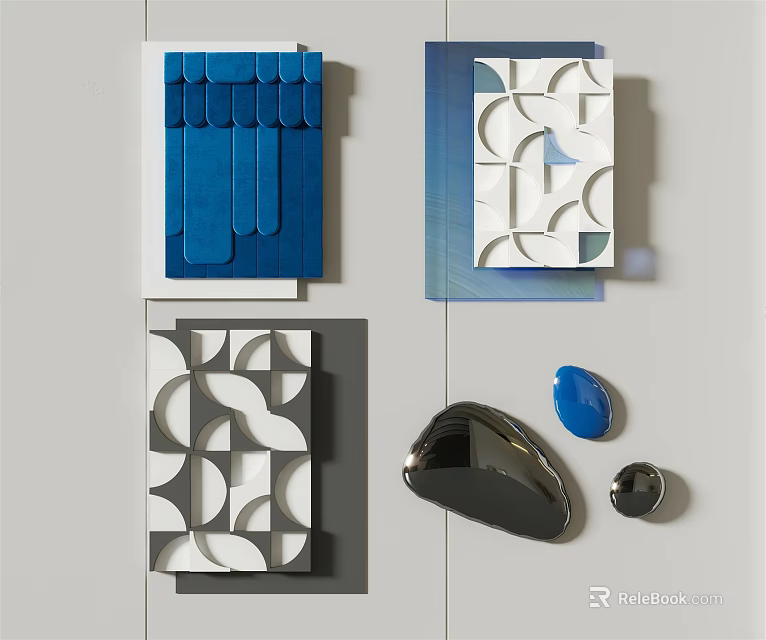 Modern Wall Decor With Geometric Patterns Abstract Shapes And Colorful Elements 3d model