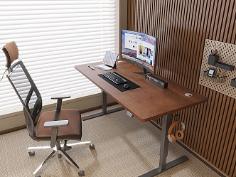 Desk and Chair Combination Desktop Laptop Leisure Chair Hole Board Storage Rack Headset 3d model