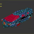 Unique Blue Camouflage Pattern Car With Red Accents And Modern Exterior Design