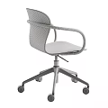 Modern Gray Leisure Chair With Armrests Black Frame And Rolling Wheels