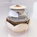 Modern Transparent Glass Electric Kettle With Beige Base Brown Lid And Sleek Design