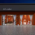 Modern Dessert Shop Interior With Orange Walls Chandelier Cactus Hexagonal Tiles Dessert Displays Pink Decor