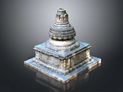 Ancient Stone Stupa Architecture With Layered Base Circular Dome And Intricate Carvings 3d model