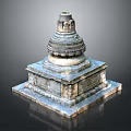 Ancient Stone Stupa Architecture With Layered Base Circular Dome And Intricate Carvings