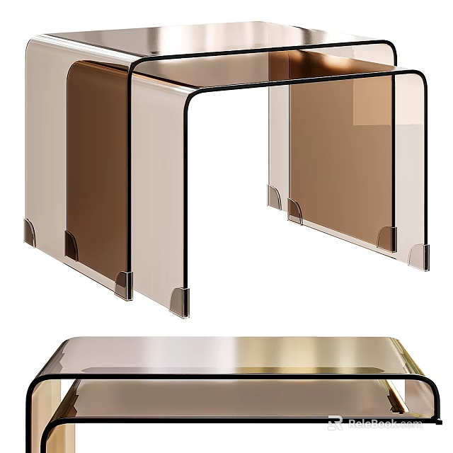 Clear Acrylic Furniture With Black Metal Frame And Modern Minimalist Design 3d model 