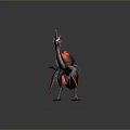3D Rendered Mythical Dinosaur With Red Blue Feathers And Head Crest In Standing Pose