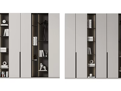 Modern Bookcase With Multiple Open Shelves Books And Decorative Items Design 3d model