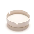 White Ceramic Ashtray With Round Shape And Notches Design Smooth Surface For Home Use