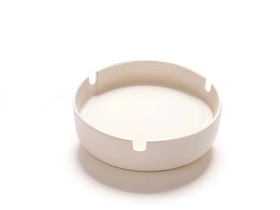 White Ceramic Ashtray With Round Shape And Notches Design Smooth Surface For Home Use 3d model